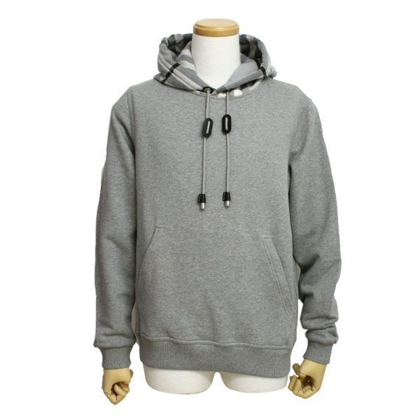 画像1: BURBERRY バーバリー 8057010 A2142 PALE GREY MELANGE フーディ パーカー スウェット メンズ #XS (1)