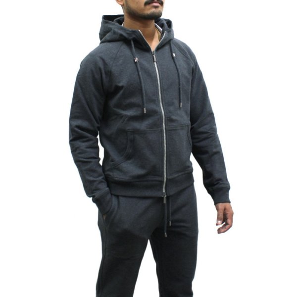 画像1: MOORER ムーレー NORCIA TUTA-RAF ANTRACITE ZIP HOODIE スウェットパーカー パンツ セットアップ フーディ メンズ #46 (1)