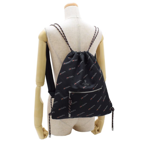 画像4: Vivienne Westwood ヴィヴィアン ウエストウッド 43010031-11021-N301 BLACK バックパック デイパック リュック Hilary Drawstring Rucksack レディース (4)