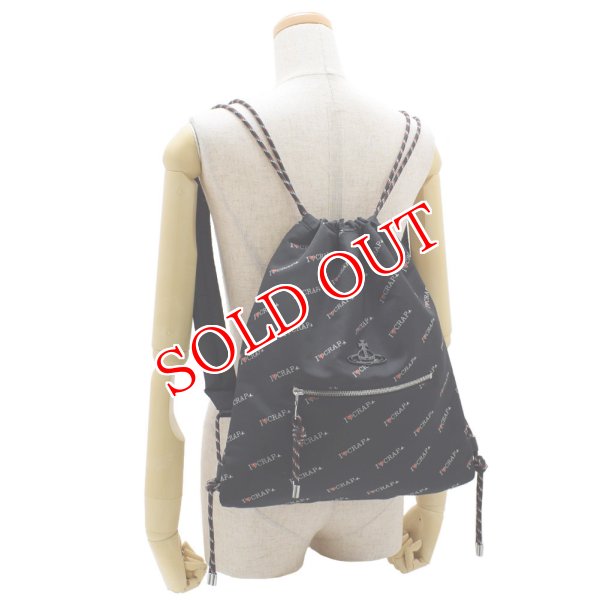 画像4: Vivienne Westwood ヴィヴィアン ウエストウッド 43010031-11021-N301 BLACK バックパック デイパック リュック Hilary Drawstring Rucksack レディース (4)