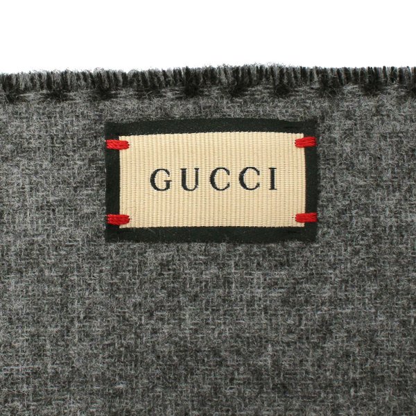 画像4: GUCCI グッチ 715497 4GAAA 1360 インターロッキングG付き ウールカシミア スカーフ マフラー メンズ レディース (4)