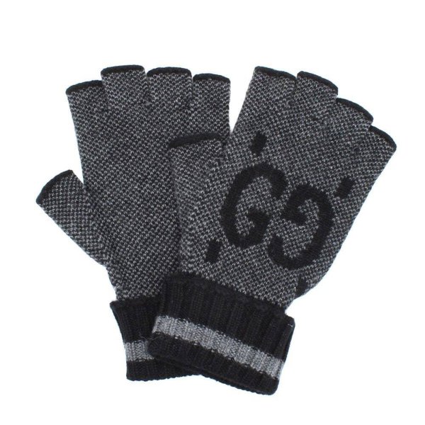 画像1: GUCCI グッチ 726586-4GABX-1360 カシミア フィンガーレスグローブ 手袋 メンズ レディース ユニセックス #L (1)