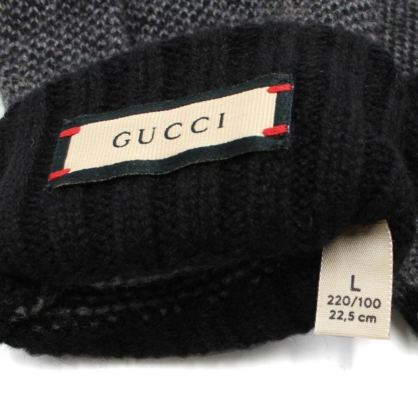 画像4: GUCCI グッチ 726586-4GABX-1360 カシミア フィンガーレスグローブ 手袋 メンズ レディース ユニセックス #L (4)