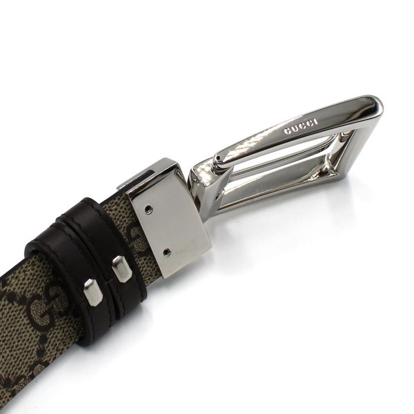 画像3: GUCCI グッチ 771105 BTTAN 2158 BELT ベルト リバーシブル 回転バックル GGスプリーム キャンバス メンズ #100 (3)