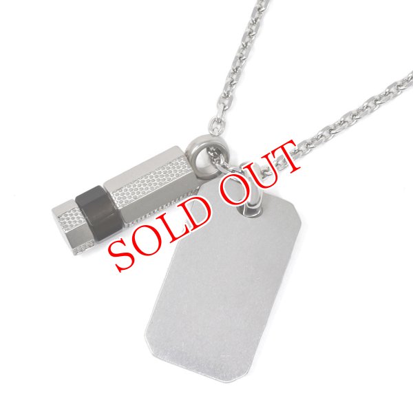 画像2: DIESEL ディーゼル DX1156040 ネックレス OBSIDIAN ロゴプレート ボルト ペンダント アクセサリー メンズ レディース (2)