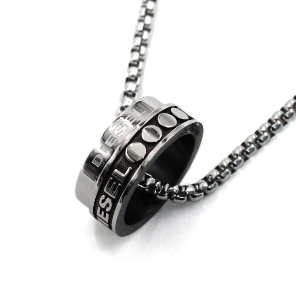 画像1: DIESEL ディーゼル DX1168040 ダブルリング ネックレス (1)
