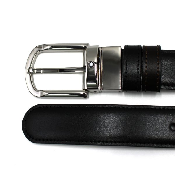 画像2: MONTBLANC モンブラン MB111080 BELT ベルト 回転式バックル リバーシブル ホースシューバックル メンズ (2)