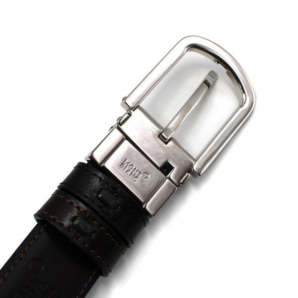 画像4: MONTBLANC モンブラン MB111080 BELT ベルト 回転式バックル リバーシブル ホースシューバックル メンズ (4)