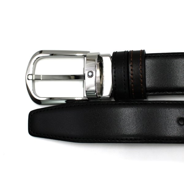 画像2: MONTBLANC モンブラン MB114412 BELT ベルト リバーシブル ホースシューバックル メンズ (2)