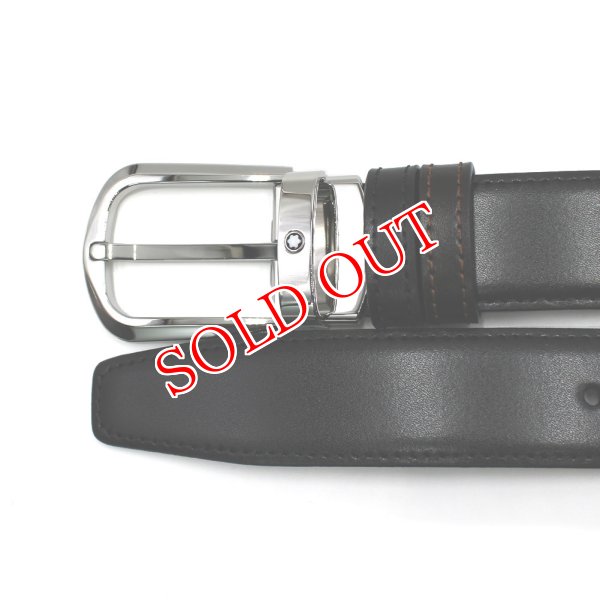 画像2: MONTBLANC モンブラン MB114412 BELT ベルト リバーシブル ホースシューバックル メンズ (2)