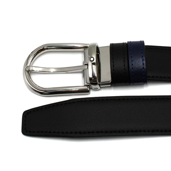 画像2: MONTBLANC モンブラン MB128756 BELT ベルト リバーシブル ホースシューバックル メンズ (2)