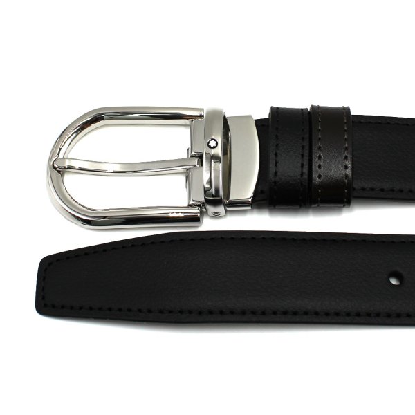 画像2: MONTBLANC モンブラン MB128757 BELT ベルト リバーシブル ホースシューバックル メンズ (2)