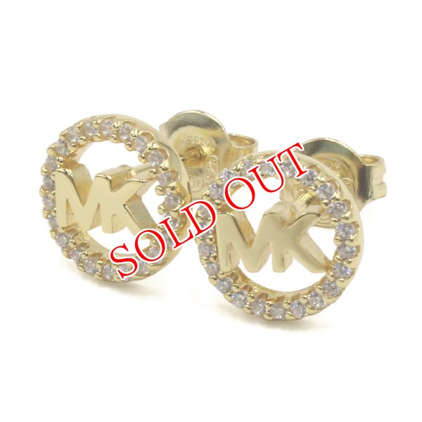画像1: MICHAEL KORS マイケルコース MKC1247AN710 LOGO CIRCLE STUDE ピアス レディース (1)