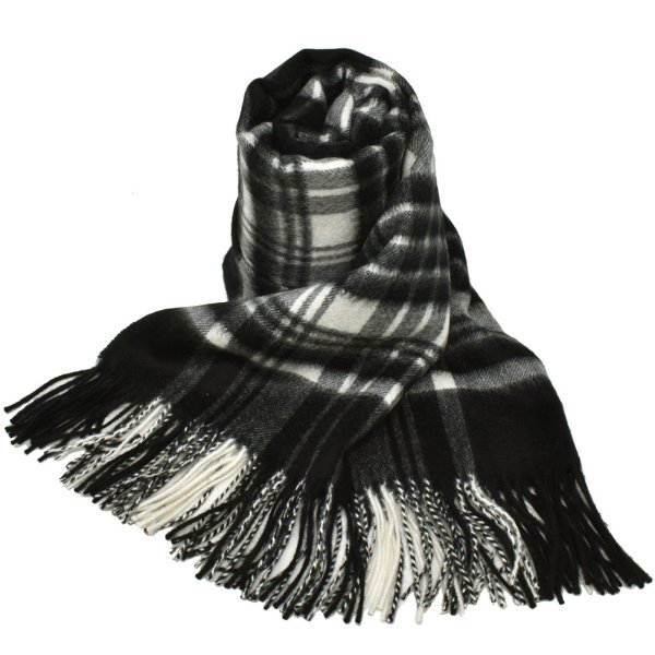 画像1: Johnstons ジョンストンズ WA000056KU0079 WA56 2022AW 大判 マフラー ストール チェック カシミア100％ メンズ レディース (1)