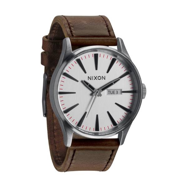 NIXON ニクソン 腕時計 SENTRY LEATHER セントリーレザー SILVER/BROWN A105-1113 メンズ