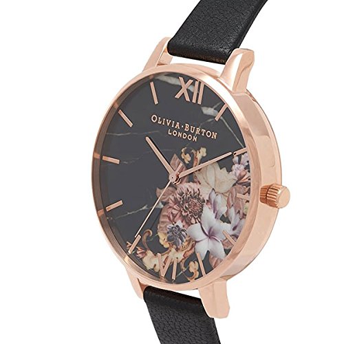 オリビアバートン OLIVIA BURTON 腕時計 38mm 花柄 フラワー ローズゴールド ブラック レザー OB16CS01