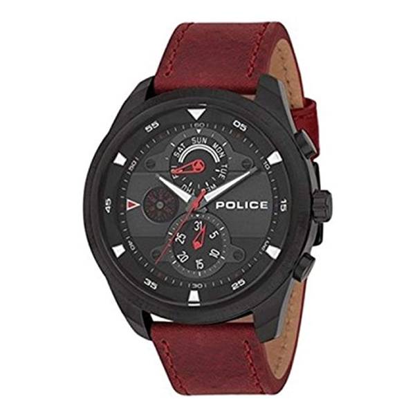 画像1: POLICE ポリス 腕時計 マルチファクション PL.14836JSB/02 メンズ ブラック文字盤 バーガンディ レザー 腕時計